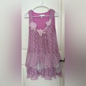 Pretty Angel lilac purple tunic lace top. Size small.